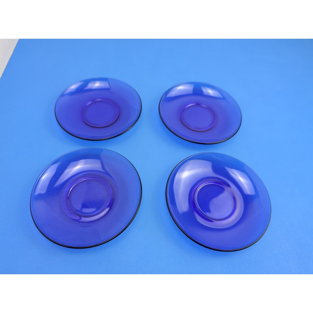 Arcoroc France Cobalt Blue Small Salad Dessert Plate 5.25" Set of 4